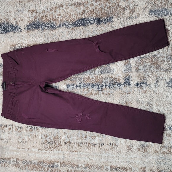 EUC EXPRESS WOMEN Burgundy Midrise Ankle - Picture 2 of 11